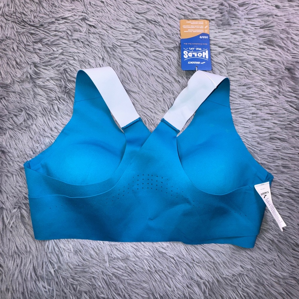 Brooks Bra Womens 38 A/B Dare Crossback Run Bra Sea Blue High Impact HOLDS me in - Picture 9 of 10